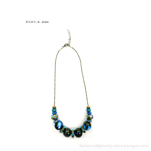High Quality and Environmental Shiny Teardrop Crystal Jewelry Alloy Necklaces